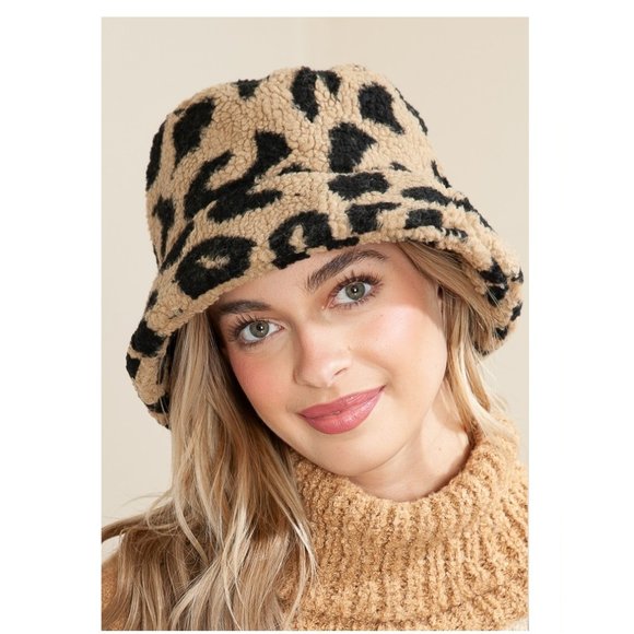 Leopard Print Winter Hat - Tan and Black - One Size fits most - Stay warm & hip - Picture 2 of 10